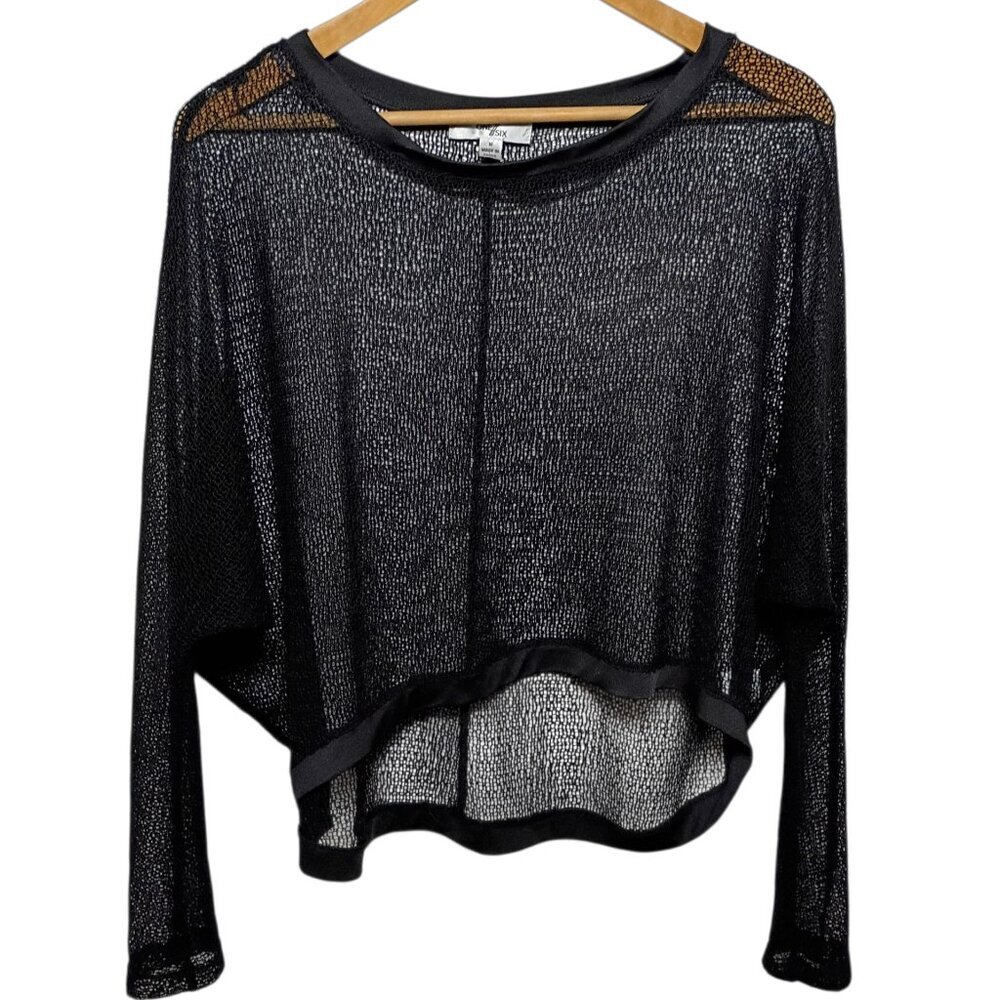 Sheer Black Long-Sleeve Crop Top - Brand: Unknown